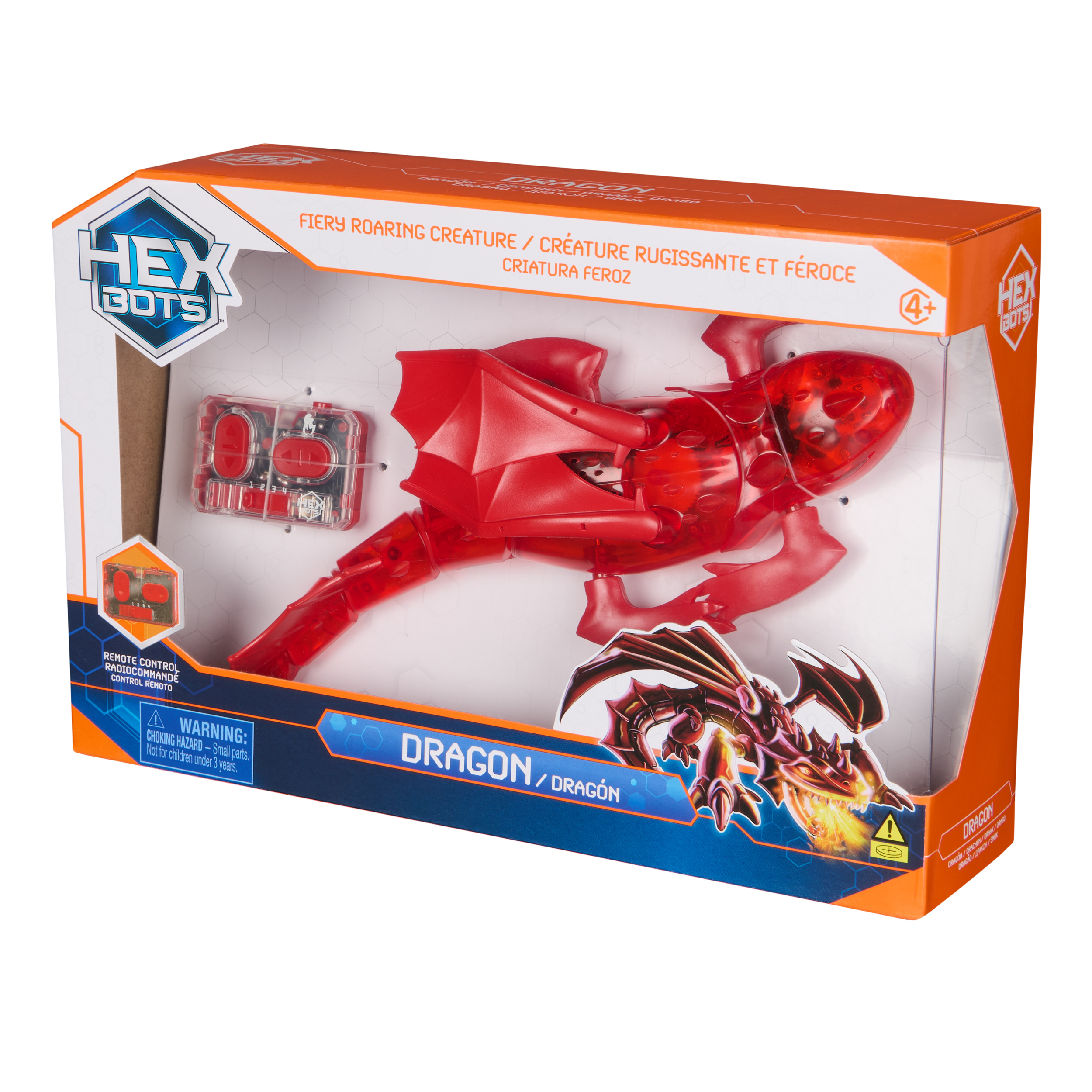 HEX BOTS Remote Control Dragon Rechargeable Robot Dragon Toys for Kids Adjustable Robotic Dragon Figure Toys for Boys Girls Ages 4 Up Red Spin Master