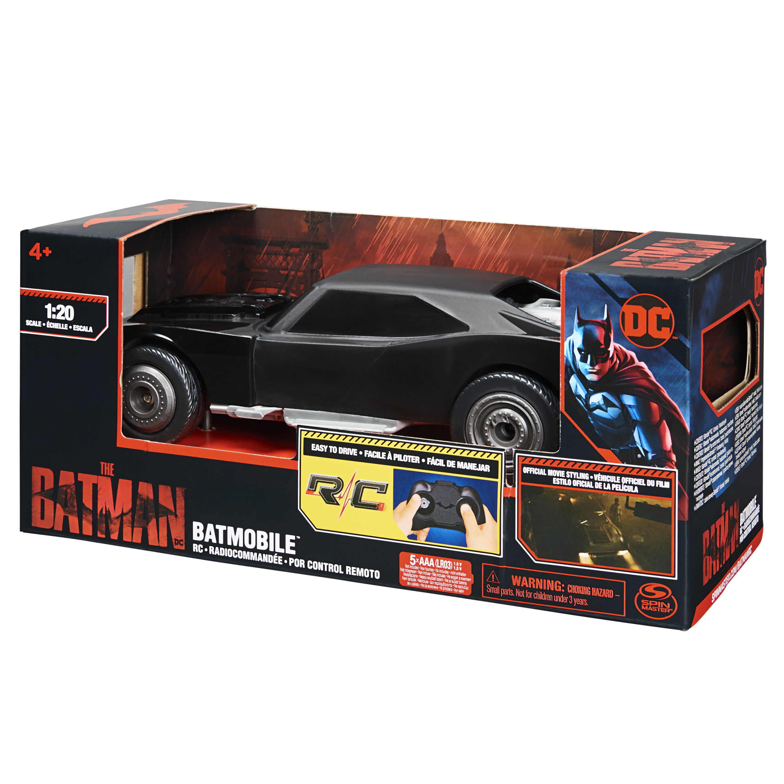 DC Comics The Batman Batmobile Remote Control Car with Official Batman Movie Styling Kids Toys for Boys and Girls Ages 4 and Up Spin Master