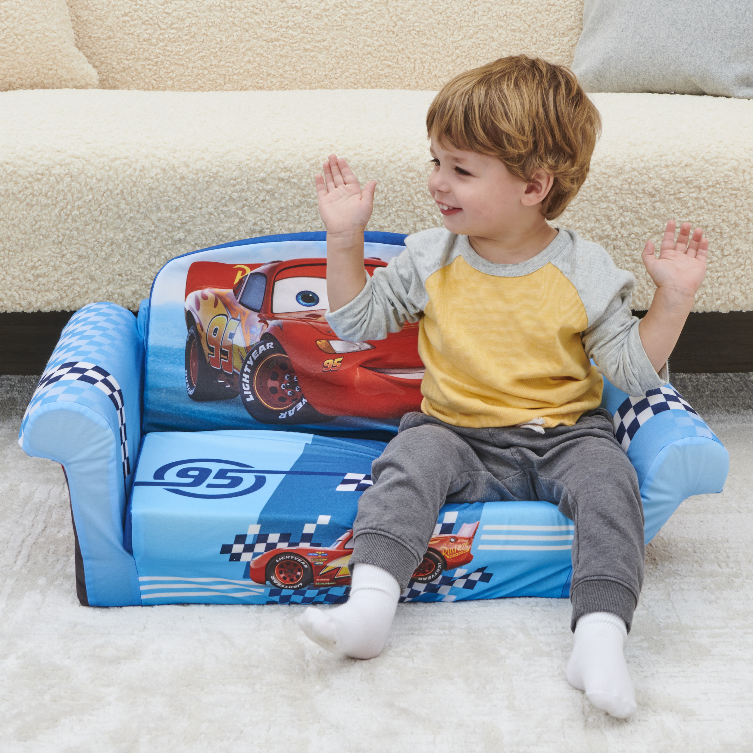 Marshmallow Furniture Children s 2 in 1 Flip Open Foam Compressed Sofa Disney s Cars Spin Master