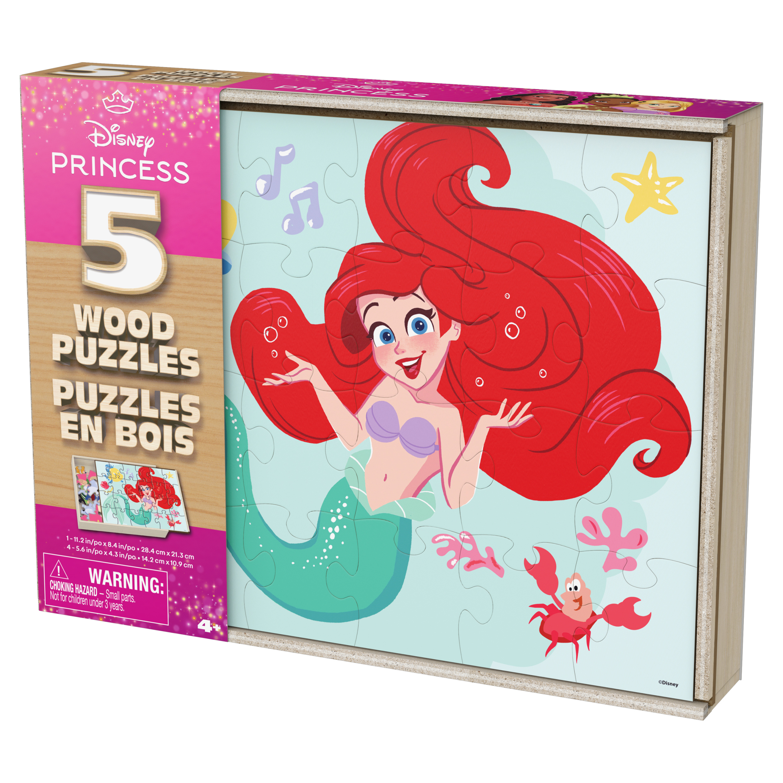 Disney Princess 5 Pack of wood Jigsaw Puzzles for Families Kids and Preschoolers Ages 3 and Up Spin Master