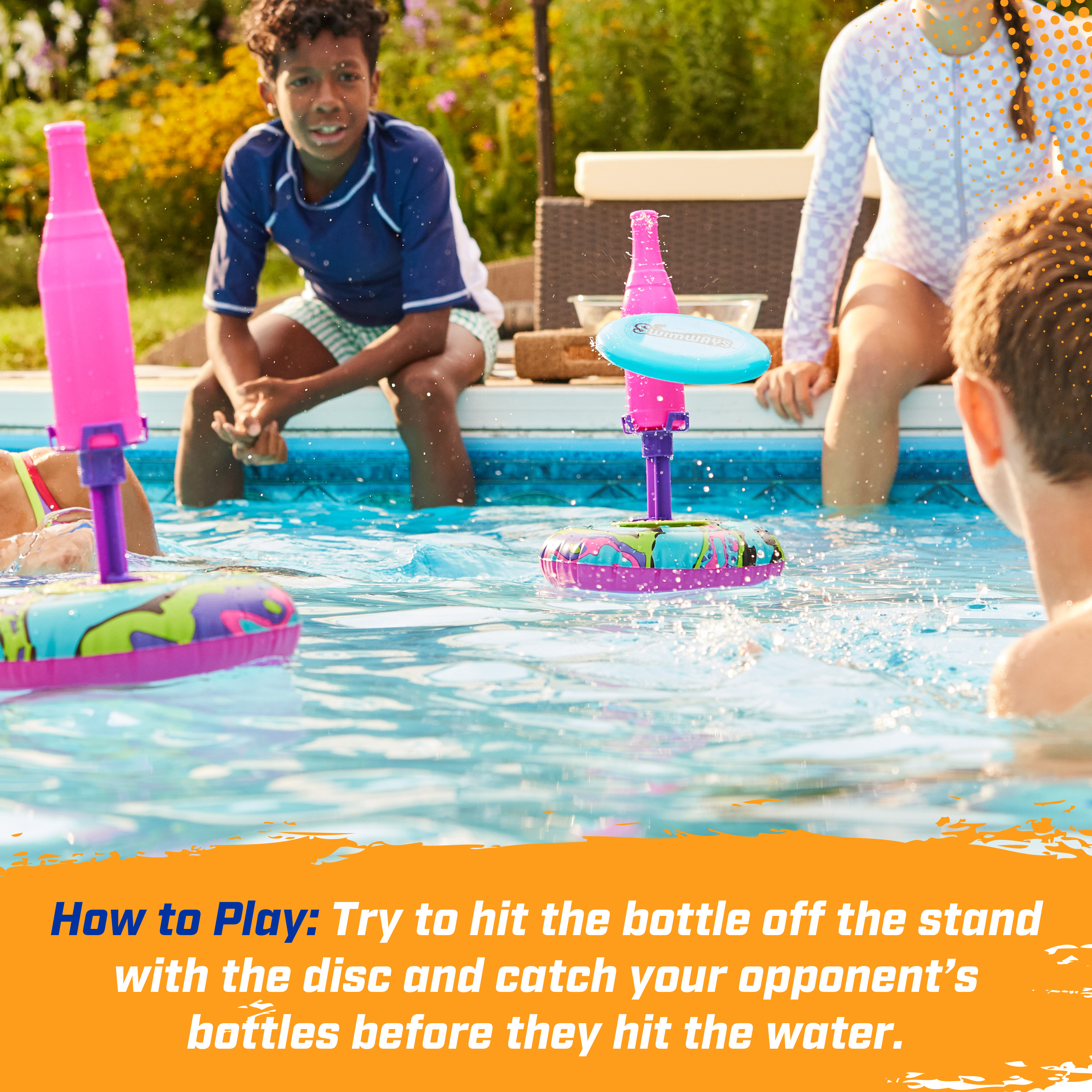 Swimways Hydro Bottle Splash Pool Toys for Kids and Adults Throwing Disc Swimming Pool Game Outdoor Toys for Kids Aged 5 Up Spin Master