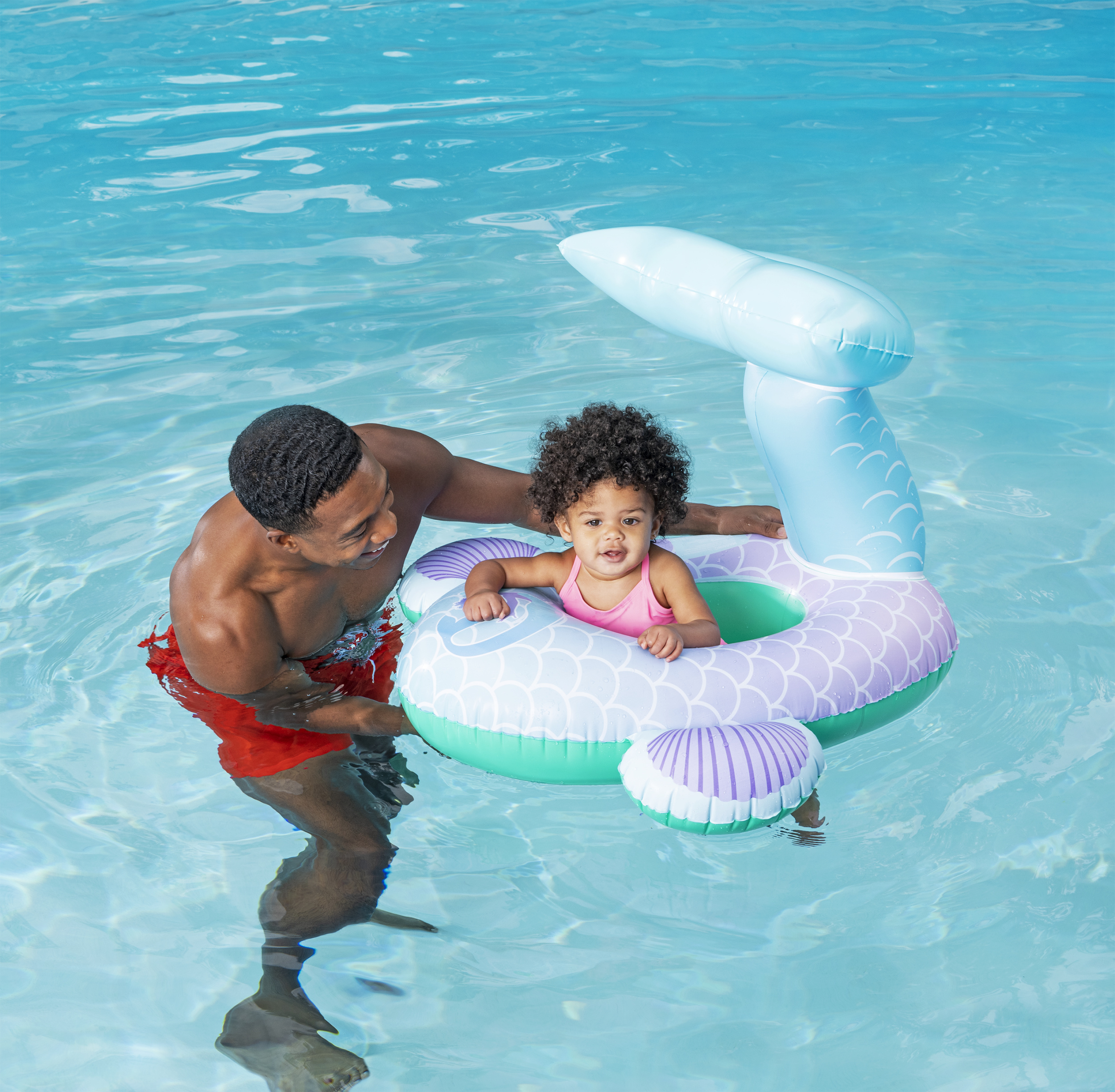 Swimways Sun Canopy Baby Boat Inflatable Baby Pool Float Swimming Pool Accessories with Fast Inflation Mermaid Toys for Kids Aged 9 24 Months Spin Master