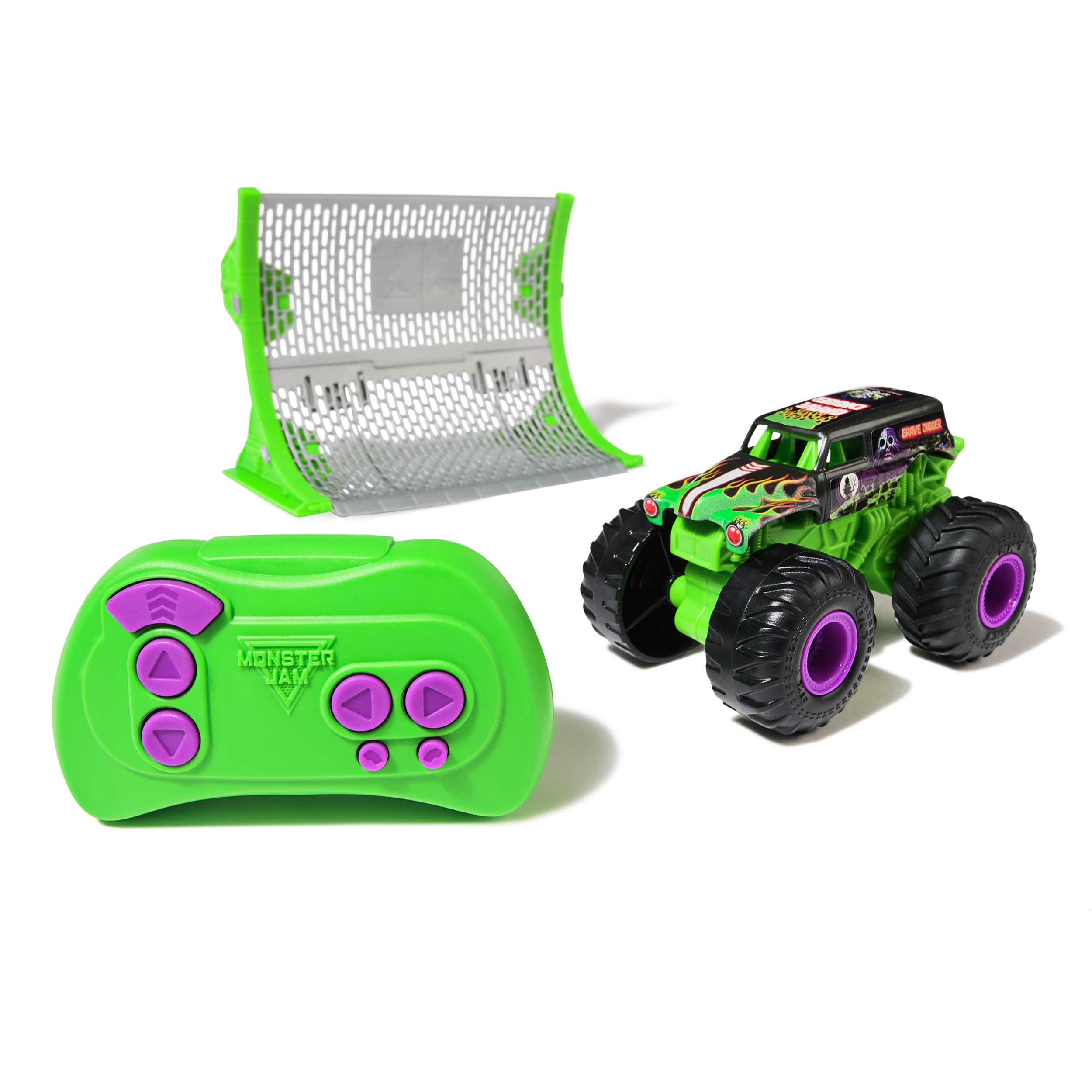 Monster Jam Official Grave Digger Remote Control Monster Truck 1 64 Scale Includes Ramp RC Cars Kids Toys for Boys and Girls Ages 4 and up Spin Master