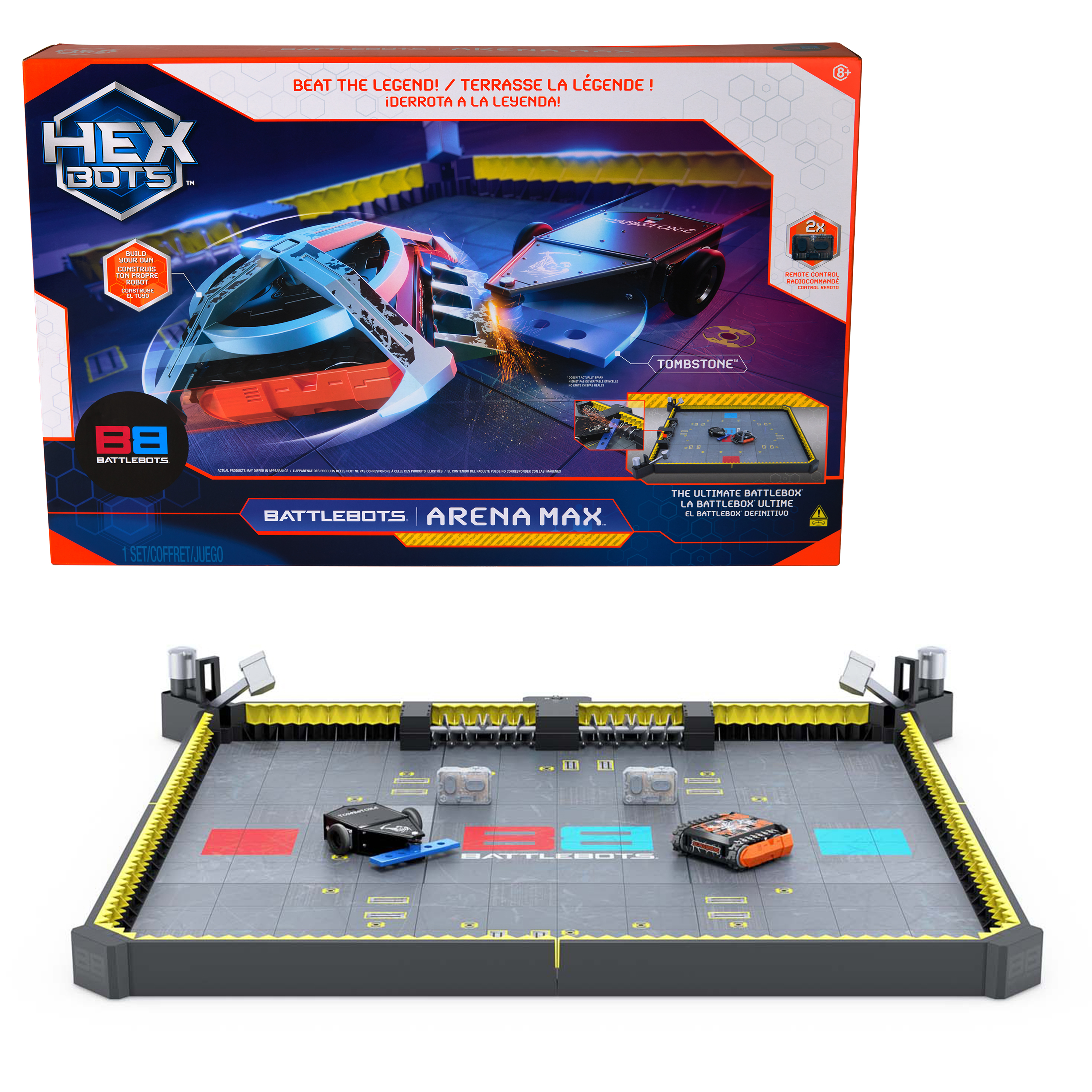 HEX BOTS BattleBots Arena MAX Remote Control Robot Toys for Kids with Over 30 Pieces Toys for Boys Girls Ages 8 Up Batteries Included Spin Master