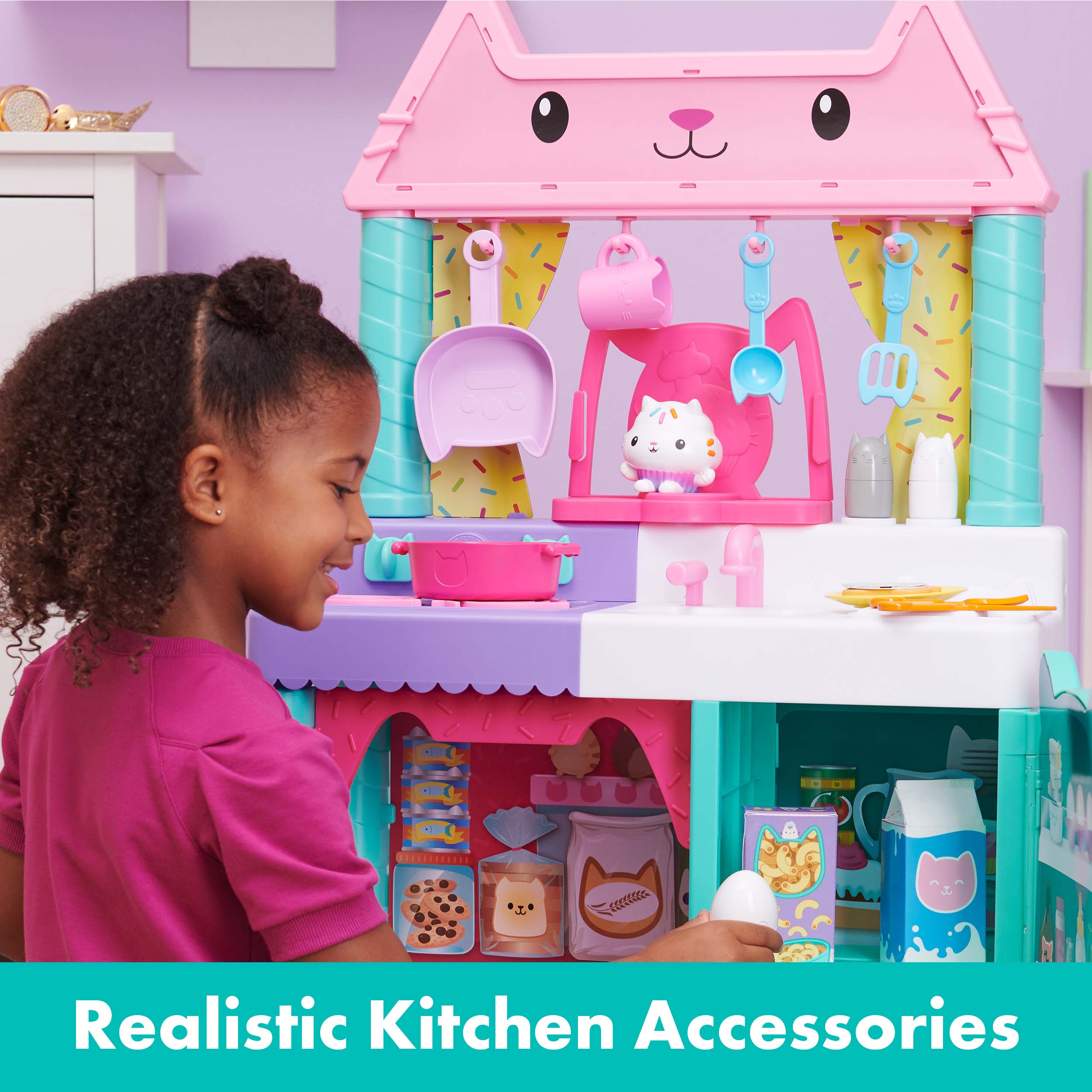 Gabby s Dollhouse Cakey Kitchen Set for Kids with Play Kitchen Accessories Play Food Sounds Music and Kids Toys for Girls and Boys Ages 3 and up Spin Master