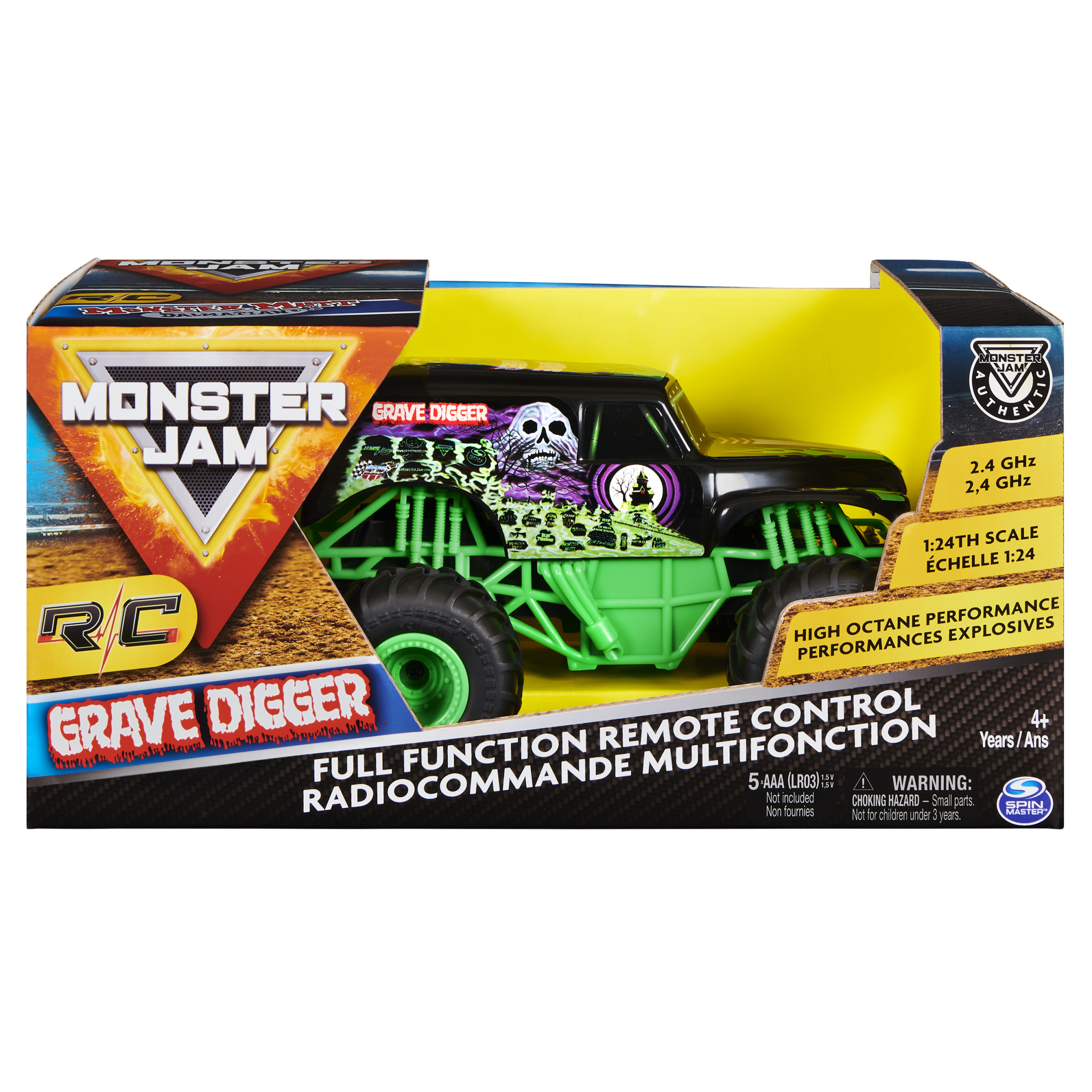 Monster Jam Official Grave Digger Remote Control Monster Truck 1 24 Scale 2.4 GHz for Ages 4 and up Spin Master