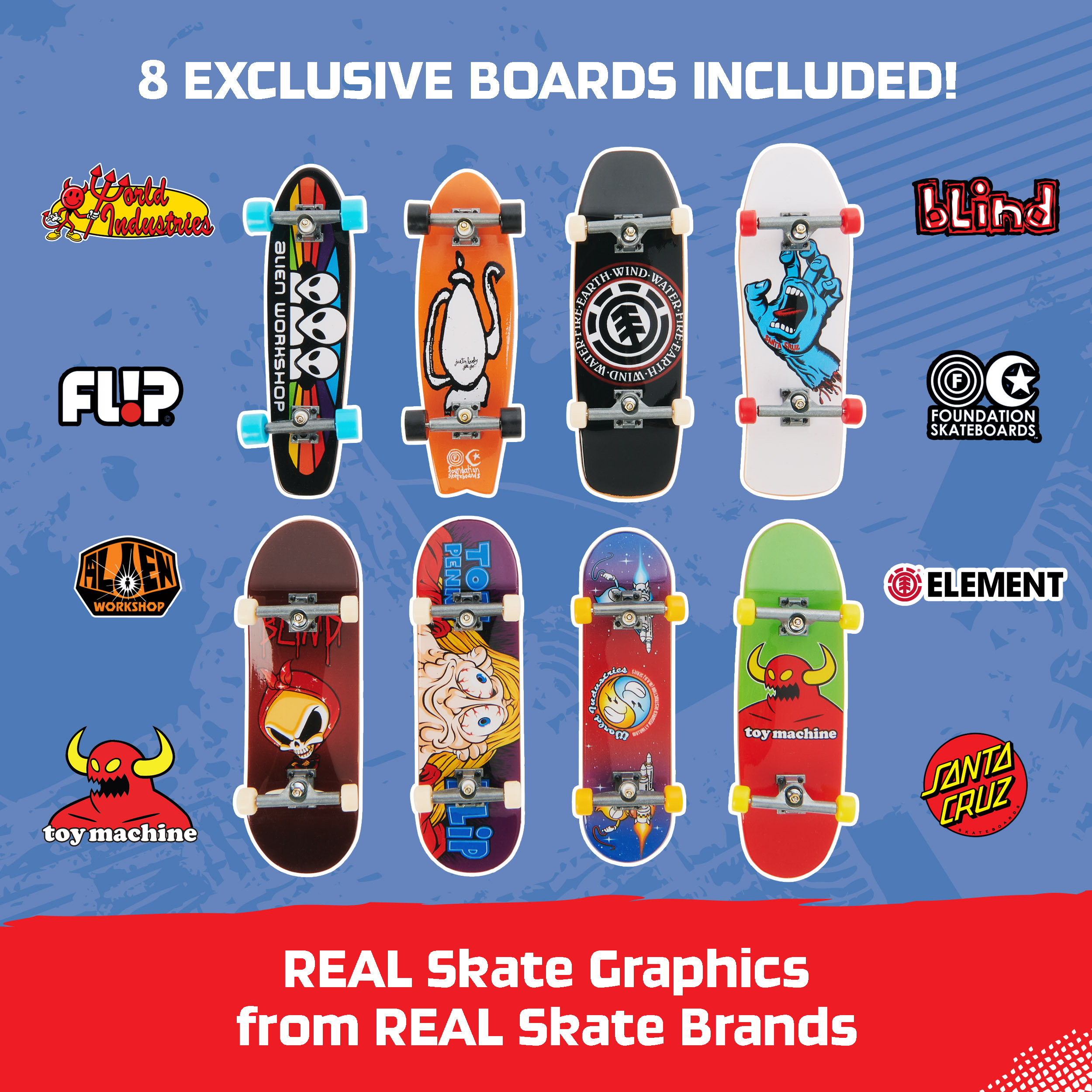 Tech Deck 25th Anniversary 8 Pack Fingerboards with Exclusive Figure Collectible and Customizable Mini Skateboards Kids Toys for Ages 6 and up Spin Master